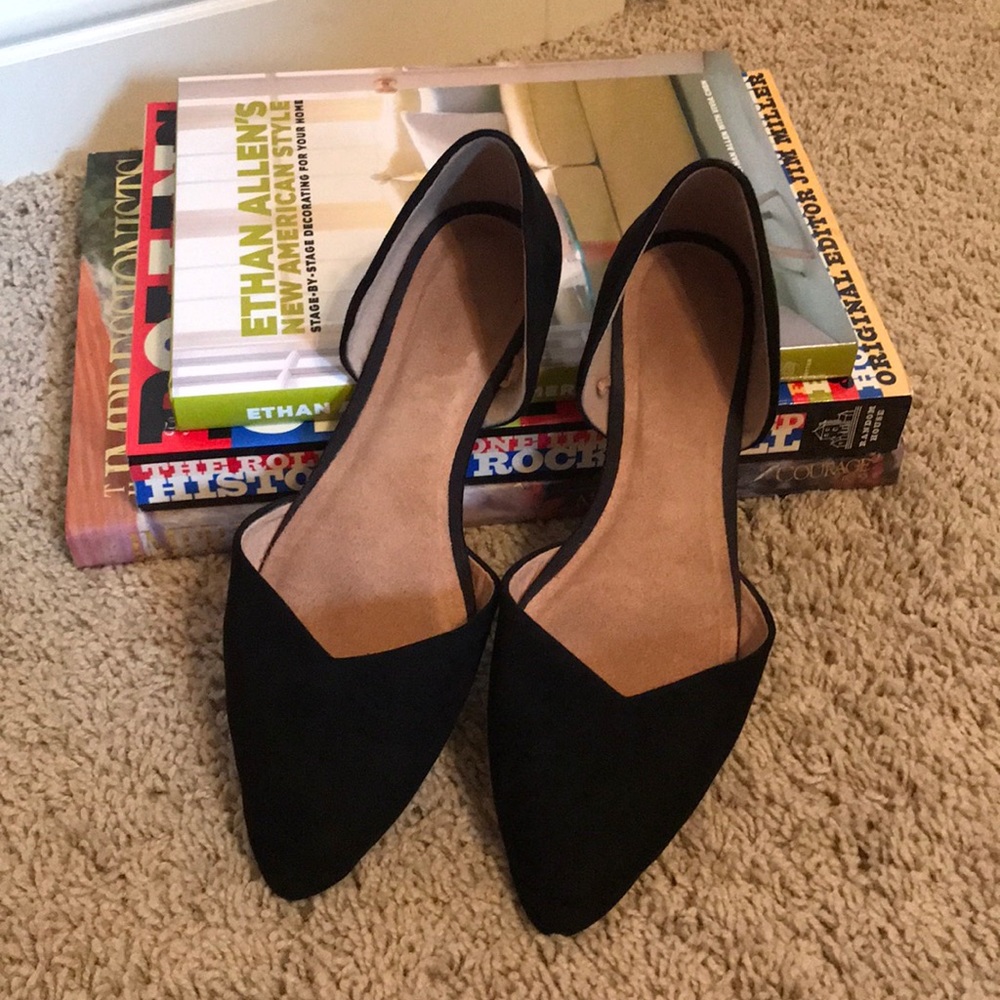 Black Suede D’Orsay Flats